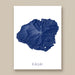 Map of Kauai in blue on a white background