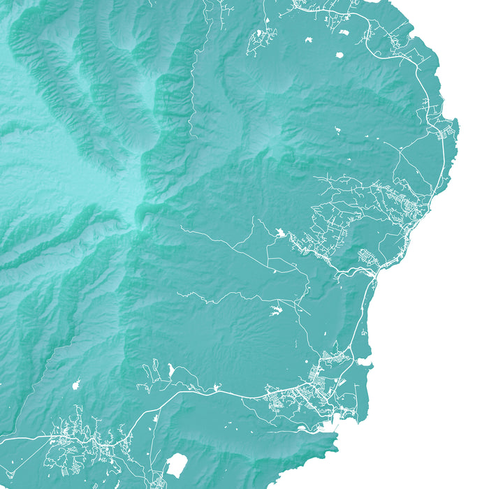 Topographic map of a coastal region with green color scheme