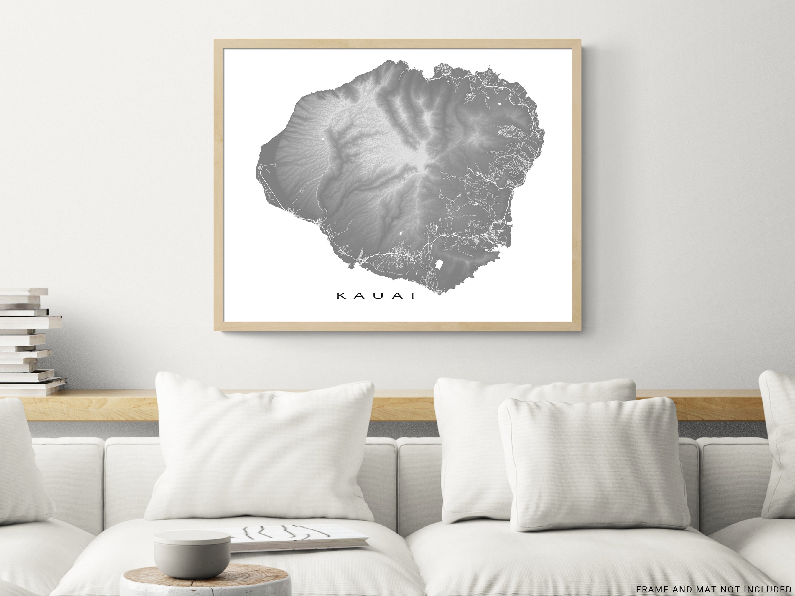 Kauai Map Print Poster, Kauai Hawaii Island Wall Art Prints,