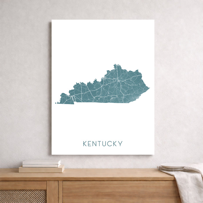 Kentucky State Map Print: Topographic KY Wall Art Poster