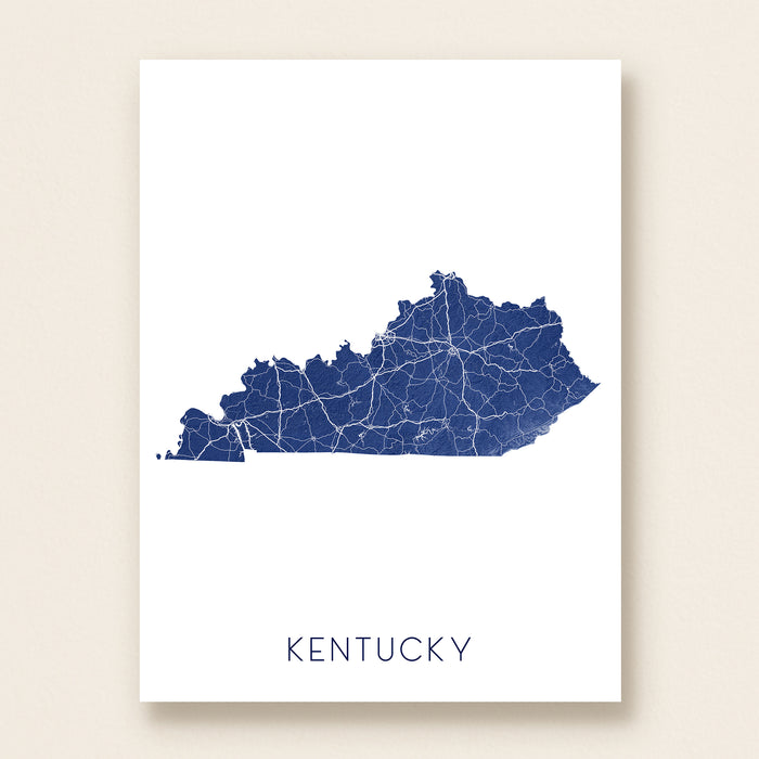 Kentucky State Map Print: Topographic KY Wall Art Poster