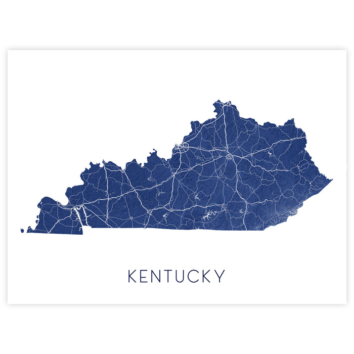 Kentucky State Map Print: Topographic KY Wall Art Poster