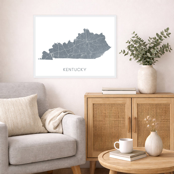 Kentucky State Map Print: Topographic KY Wall Art Poster