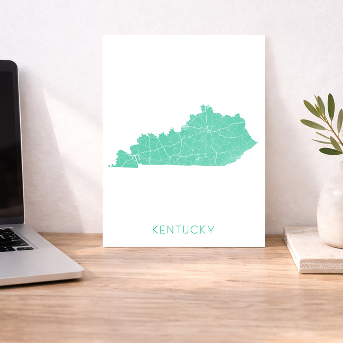 Kentucky State Map Print: Topographic KY Wall Art Poster