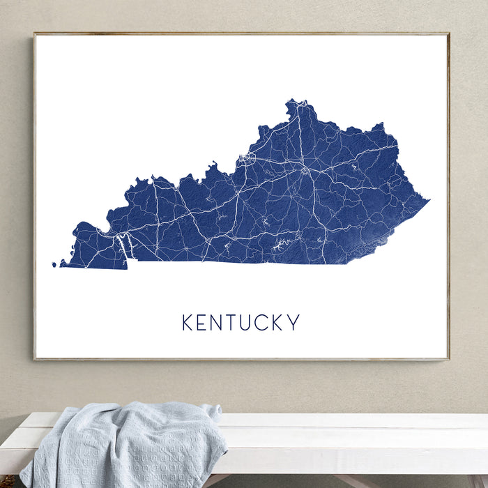 Kentucky State Map Print: Topographic KY Wall Art Poster