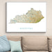 Framed map of Kentucky on a wall above a sofa