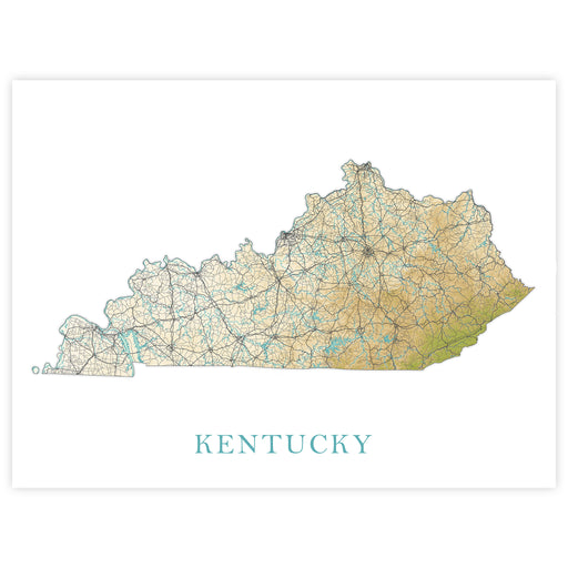 Map of Kentucky with a gradient color scheme on a white background
