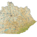 Map of a region with roads and boundaries on a white background