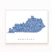 Map of Kentucky with blue pattern on a white background