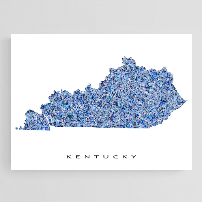 Map of Kentucky in blue on a white background