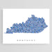 Map of Kentucky in blue on a white background