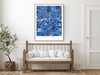Lansing, Michigan map art print in blue shapes designed by Maps As Art.