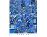 Lansing, Michigan map art print in blue shapes designed by Maps As Art.