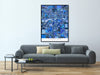 Lansing, Michigan map art print in blue shapes designed by Maps As Art.