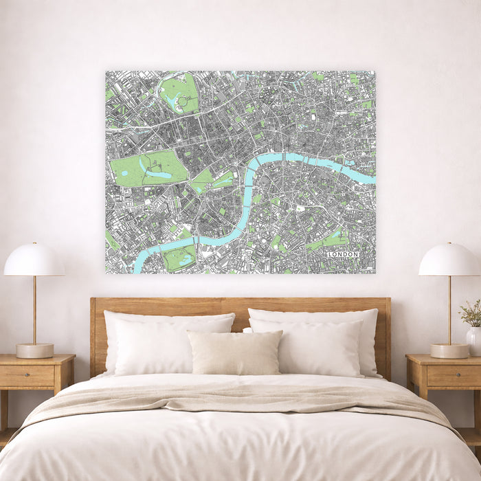 London Map Print: City of London England UK Street Wall Art Poster with Buildings