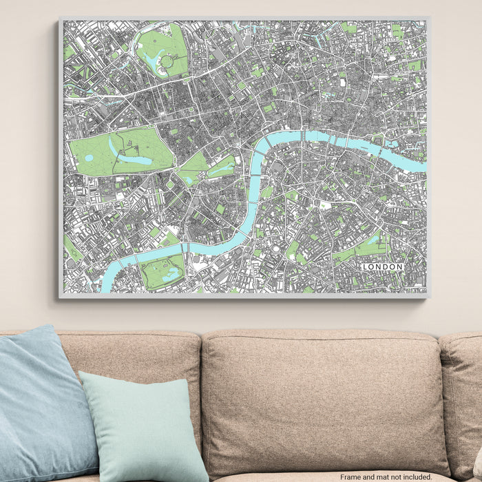 London Map Print: City of London England UK Street Wall Art Poster with Buildings