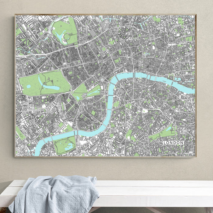 London Map Print: City of London England UK Street Wall Art Poster with Buildings