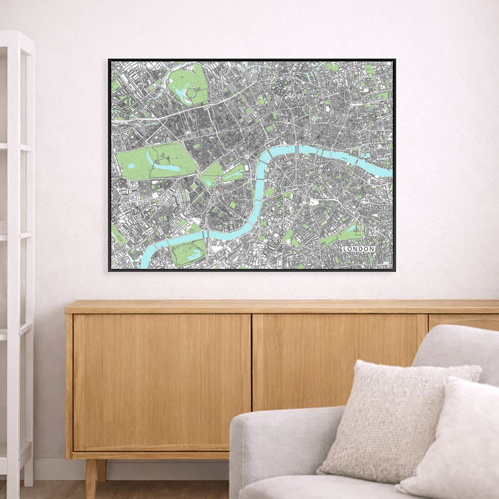 London Map Print: City of London England UK Street Wall Art Poster with Buildings