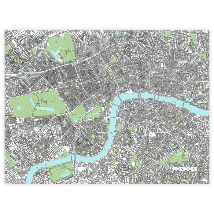 London Map Print: City of London England UK Street Wall Art Poster with Buildings