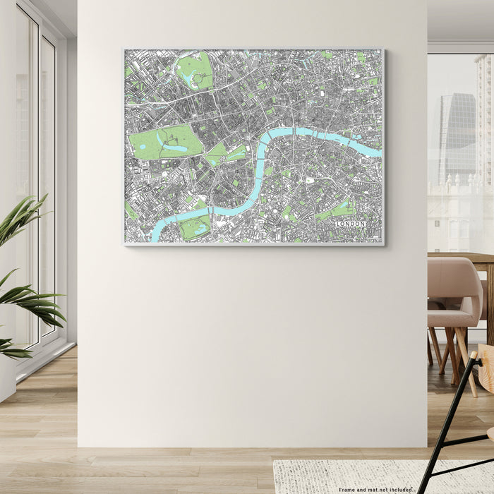 London Map Print: City of London England UK Street Wall Art Poster with Buildings