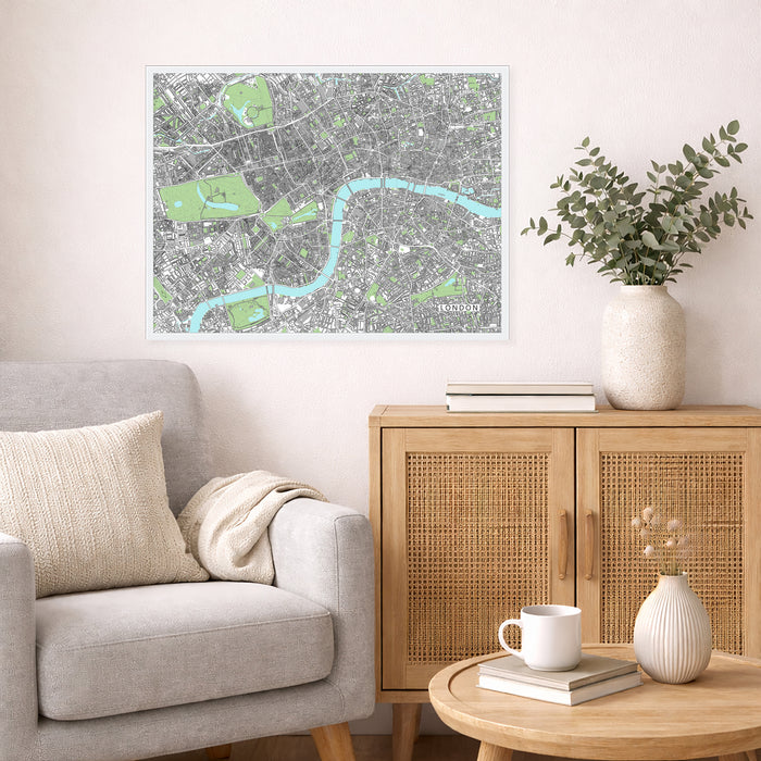 London Map Print: City of London England UK Street Wall Art Poster with Buildings