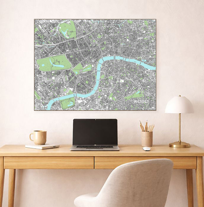 London Map Print: City of London England UK Street Wall Art Poster with Buildings