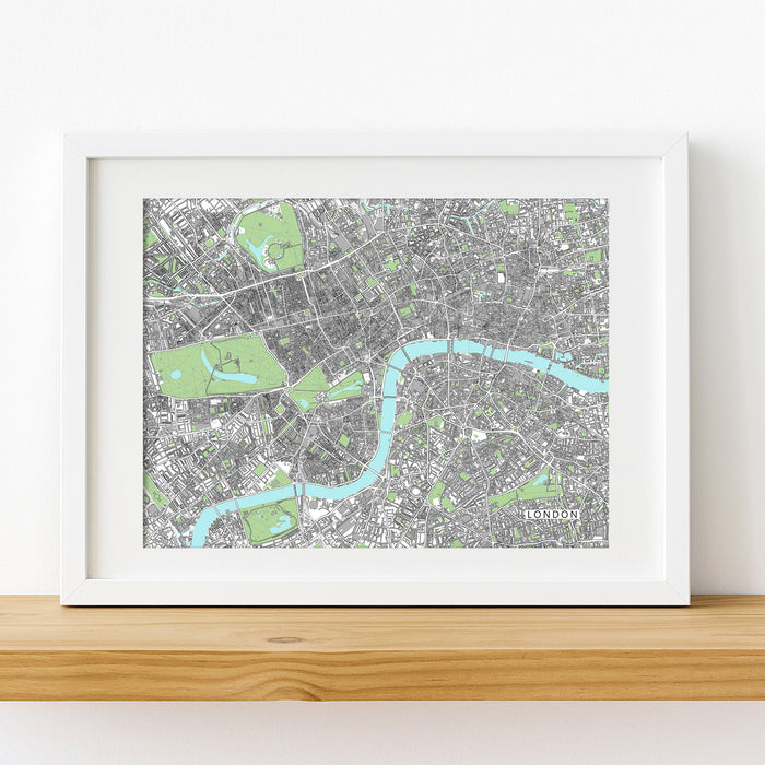 London Map Print: City of London England UK Street Wall Art Poster with Buildings