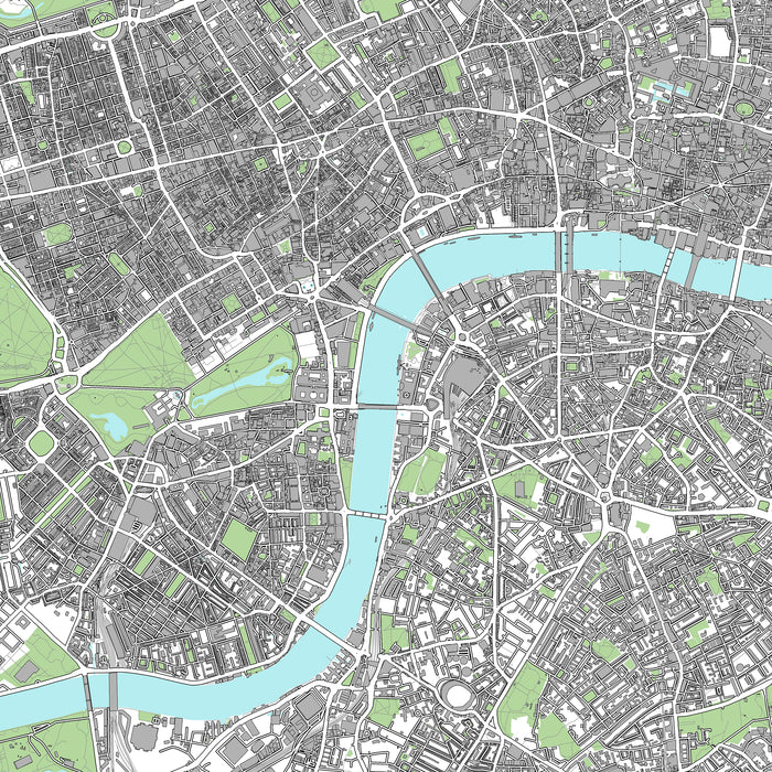 London Map Print: City of London England UK Street Wall Art Poster with Buildings