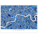 Map of London with a blue mosaic pattern and River Thames.