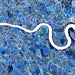 Mosaic map of a city with a river running through it