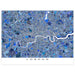 Map of London with blue and white design