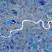 Map of London with blue and white color scheme