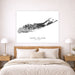 Framed map of Long Island, New York above a bed in a bedroom.