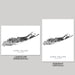 Two black and white prints of Long Island, New York, one landscape and one portrait orientation, on a gray background.