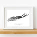 Framed map of Long Island, New York on a white wall.