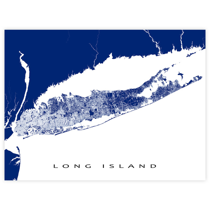 Long Island New York Map Print: City Street Wall Art Poster, the Hamptons
