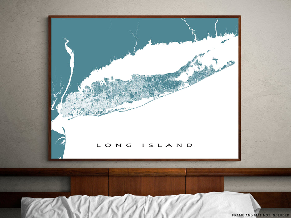 Long Island, New York map print with streets and roads designed by Maps As Art.