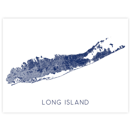 Map of Long Island, New York in black and white on a white background