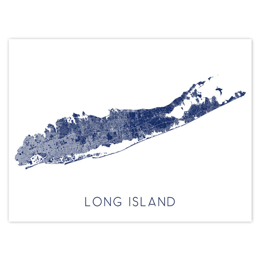 Map of Long Island in blue on a white background