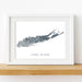 Framed map print of Long Island on a white wall