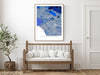 Los Angeles, California map art print in blue shapes designed by Maps As Art.