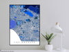 Los Angeles, California map art print in blue shapes designed by Maps As Art.