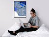 Los Angeles, California map art print in blue shapes designed by Maps As Art.