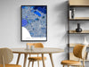 Los Angeles, California map art print in blue shapes designed by Maps As Art.