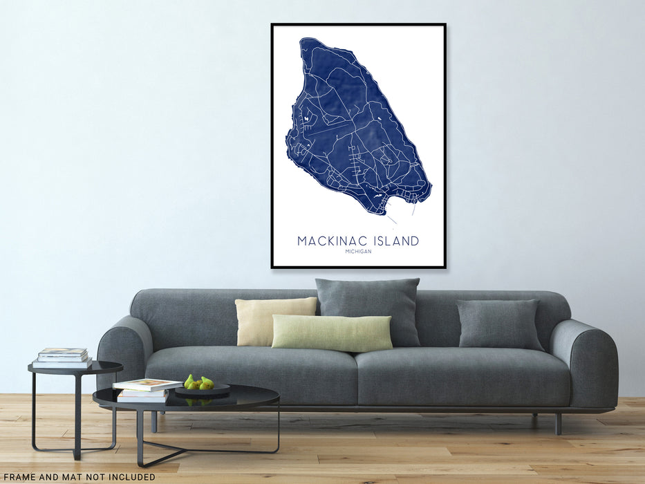 Mackinac island, Michigan map print by Maps As Art.