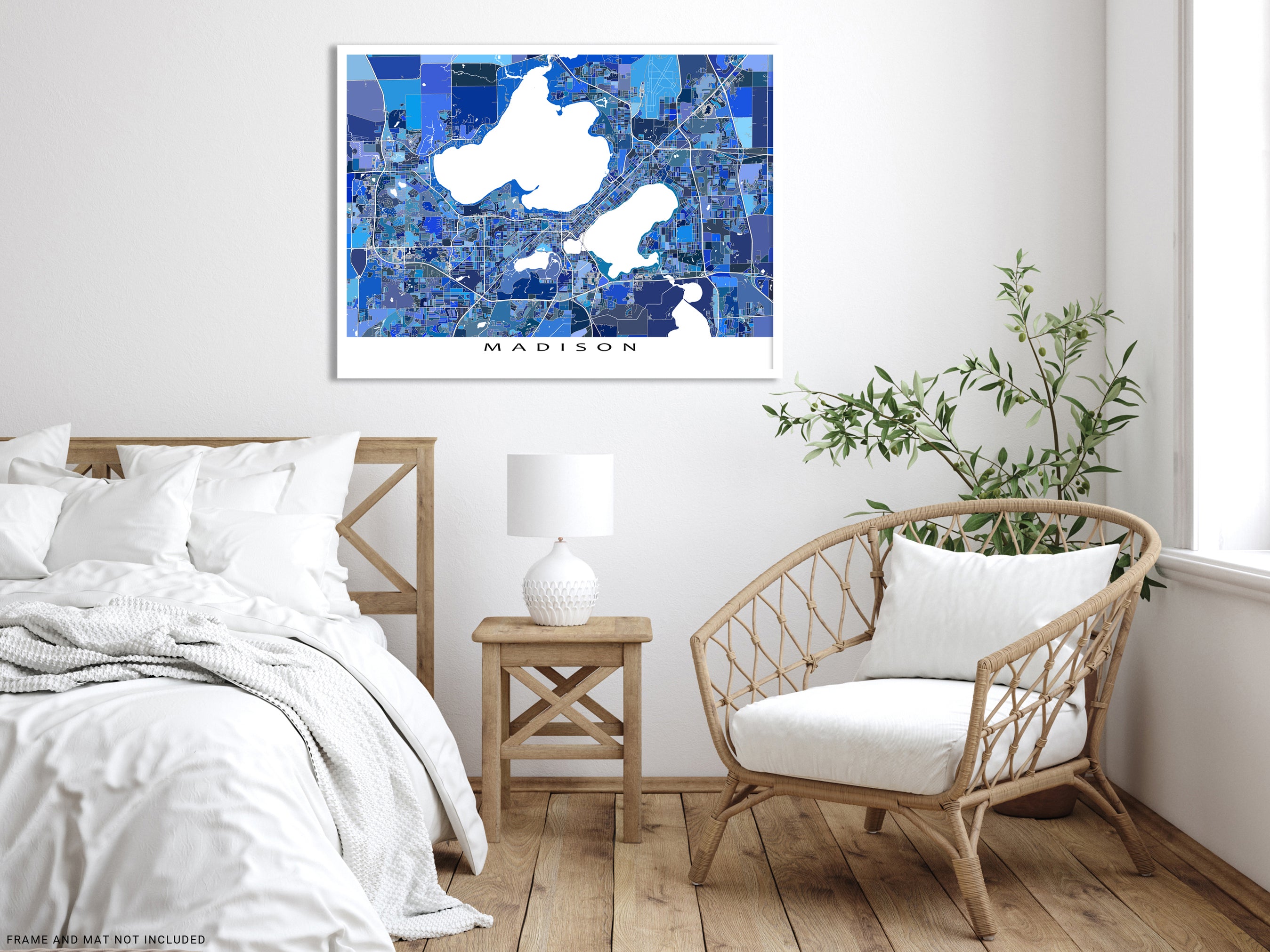 Madison City Street Map Wall Art Print Poster, Blue Geometric Madison ...