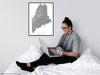 Maine state map print with natural landscape and main roads designed by Maps As Art.