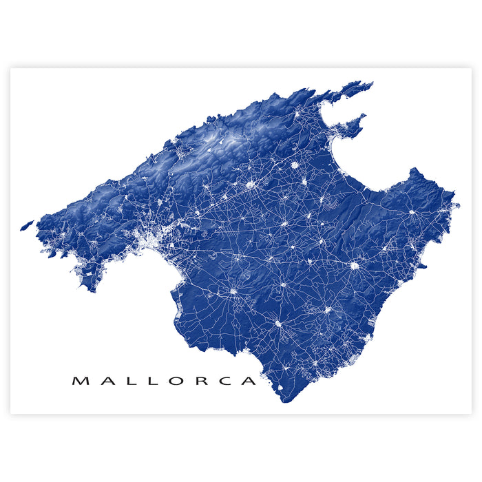 Mallorca Map Wall Art Print: Spain Island Poster, Majorca Palma