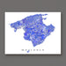 Map of Mallorca with a purple and lavender color gradient on a white background
