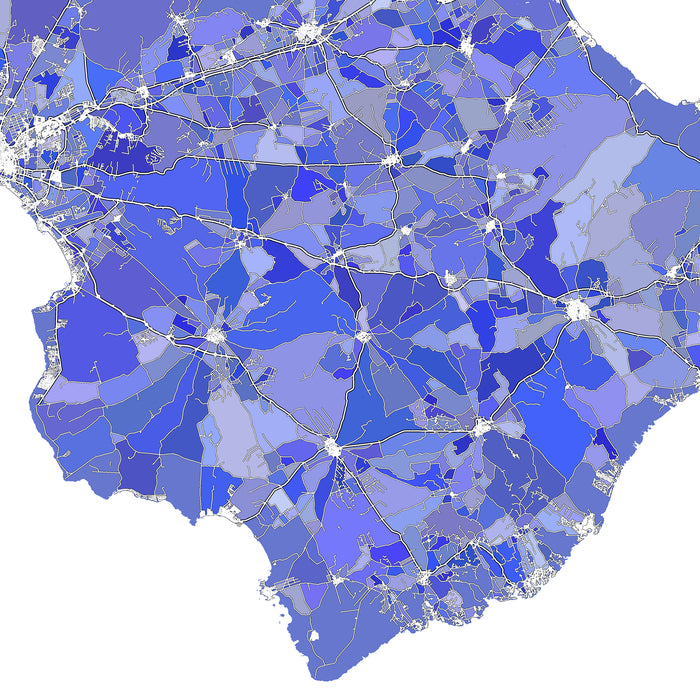 Map with a purple color gradient covering a large area